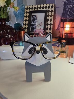 Nine West Tortoiseshell Eyeglasses Displayed on Wooden Holder